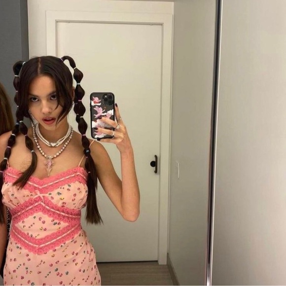 Vintage Betsey Johnson Pink Floral Dress | Size Small | Olivia Rodrigo - Picture 2 of 8